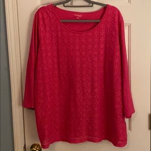 Kim Rogers Woman 2X Pink Lace Tunic Blouse